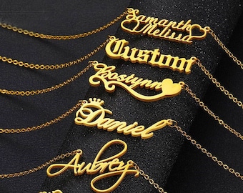 Custom Name Necklace Gold Filled Customized Cursive Script Font Personalized Jewelry Gifts Minimalist Handmade Best Gift For Her Mom Friend