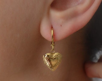 Gold Locket Earrings - Etsy