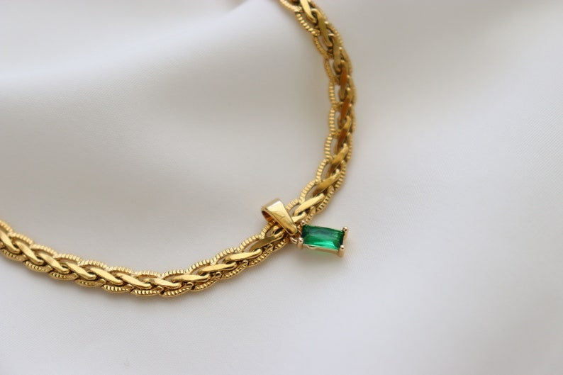 18K GOLD FILLED Vintage Choker Necklace Women Choker Necklace, WATERPROOF Gold Gift Jewelry Anti Tarnish Gemstone Zircon Necklace image 5