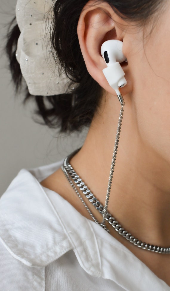 Silver Earbuds Holder Chain · Anti Lost Lanyard Plus Choker Jewelry · Airpod Magnetic Waterproof Earbud Pro Gift Her Men Women Accessory
