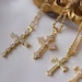Gold Cross Necklace Gold Dainty Religious Cross Women Men Kids Necklace Gold Chain Necklace Gold Charm Pendant Pray Rosary Pendant Gift 