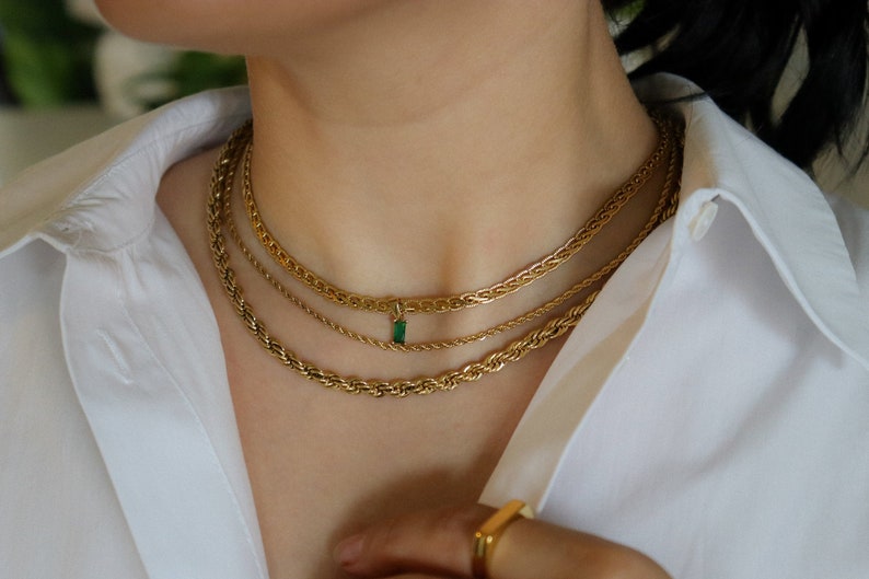 18K GOLD FILLED Vintage Choker Necklace Women Choker Necklace, WATERPROOF Gold Gift Jewelry Anti Tarnish Gemstone Zircon Necklace 