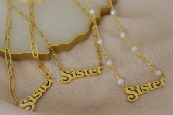 Gold FILLED Sister Charm Pendant Necklace Gold Sister Mama Necklace Gift For Her Sister Law Personalized Gift Custom Gift Waterproof Jewelry