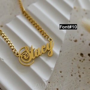 Custom Name Necklace Gold Filled Customized Cursive Script Font Personalized Jewelry Gifts Minimalist Handmade Best Gift For Her Mom Friend image 6