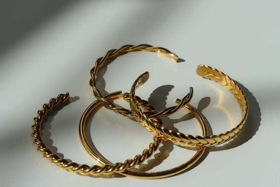 18K Gold Filled Cuff Bracelet Stainless Steel Adjustable Bracelet Open Cuff Bangle Bracelet WATERPROOF Jewelry Bracelet Women Men Gold Gift