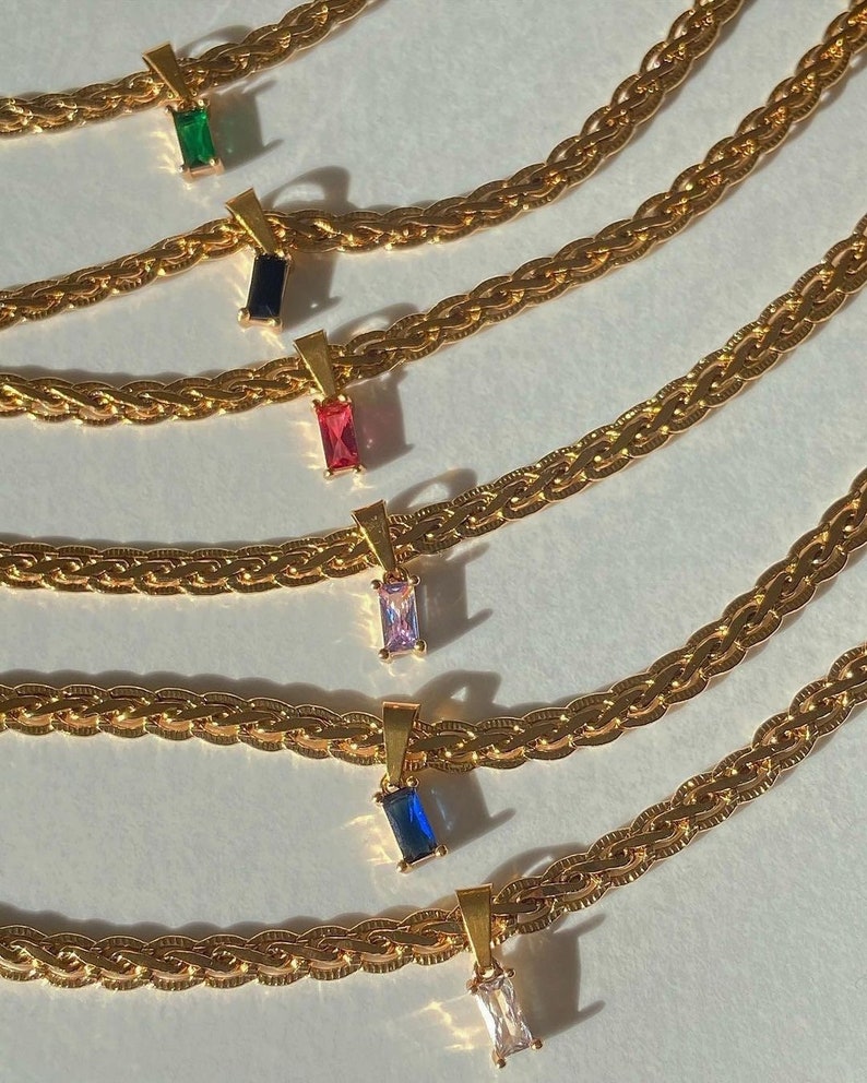 18K GOLD FILLED Vintage Choker Necklace Women Choker Necklace, WATERPROOF Gold Gift Jewelry Anti Tarnish Gemstone Zircon Necklace image 7
