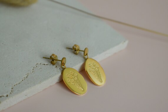 Birth Flower Earrings Flower Earrings · Gold Filled Stud Dangle Silver Month Earrings WATERPROOF Helix Piercing Butterfly Back Birthday Gift