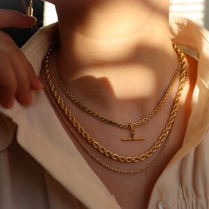 18K GOLD FILLED Vintage Choker Necklace Women Mesh Choker T Bar Charm WATERPROOF Gold Gift Jewelry Non Tarnish Gemstone Zircon Necklace image 7