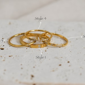 18k Gold Wedding Ring Simple Minimalist Stacked Rings For Women Signet Rings Bridesmaid Gift for Her WATERPROOF Thin Rings image 5