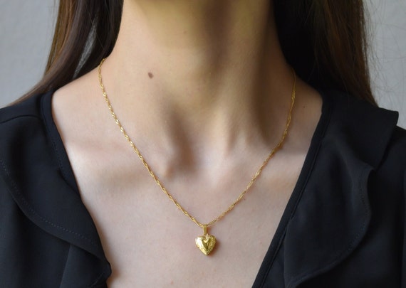18k Gold Heart Locket Necklace Picture Photo Personalized Necklace