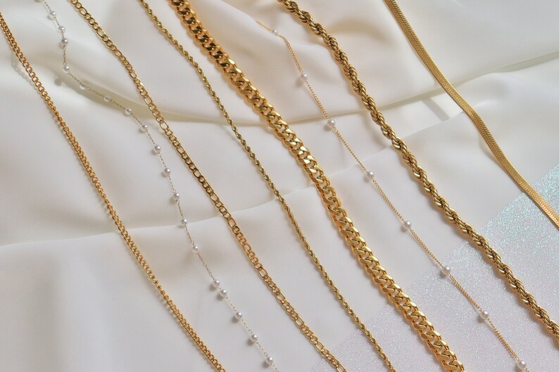 Gold Herringbone Rope Twist Chain Freshwater Pearl Chain Etsy