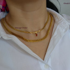 18K GOLD FILLED Vintage Choker Necklace Women Choker Necklace, WATERPROOF Gold Gift Jewelry Anti Tarnish Gemstone Zircon Necklace Model 2 Set - 4