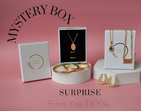 Mystery Jewelry Box, Surprise Box • Packaging For You Gold Necklaces Earrings Rings Anklets • Birthday Christmas Gifts • WATERPROOF Jewelry