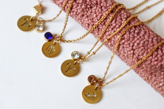 Personalized birthstone necklace gold deals