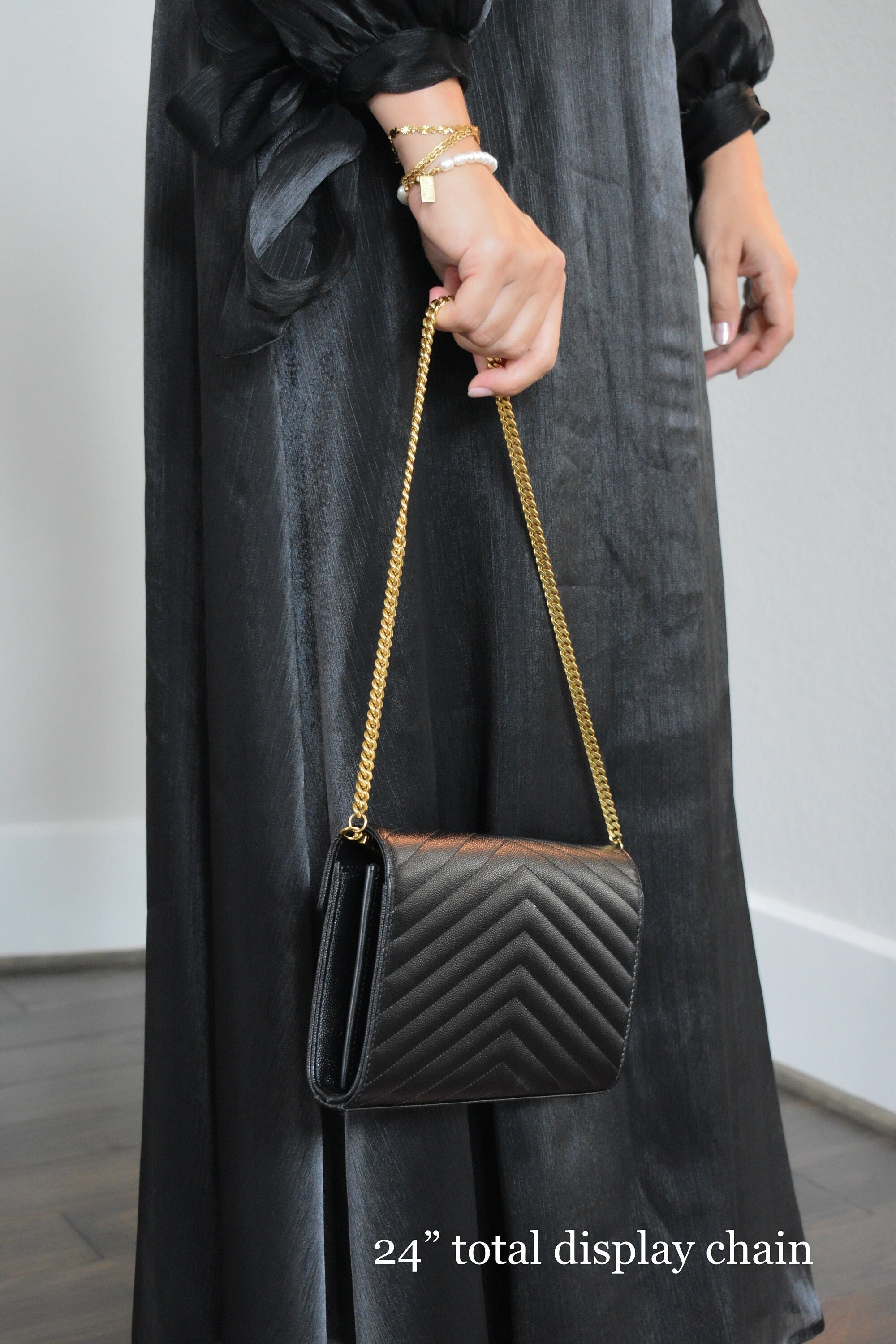 Luxury Chain Key Fob Tether Handbag Accessory Choose Length & Clip Style 