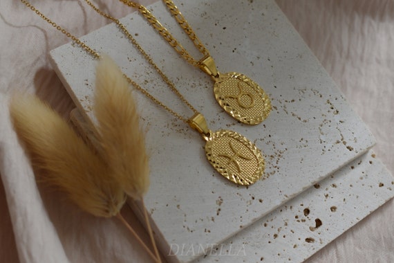 Gold Zodiac Necklace, Zodiac Sign Constellation Necklace, Gold Filled Chain Jewelry, Aries Pisces Libra Sagittarius Jewelry Birthday Gifts