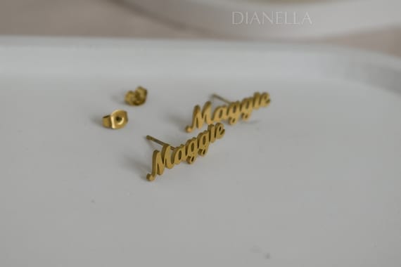 Custom Name Earrings • Stud Earrings • Personalized Custom Jewelry • Silver Stud Earring • Gift for Her Women • Helix Piercing • WATERPROOF