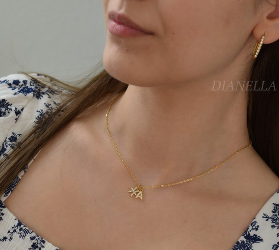 Gold Filled Zodiac Necklace, Initial Letter Necklace, Personalized Gifts, Personalized Jewelry, Christmas Gifts, Kids Necklace, Gift For Her