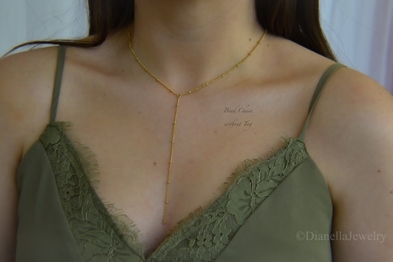 Gold Lariat Necklace - Dainty Minimalist Lariat Y Gold Y Necklace, Simple Y Layered Falling Necklace Long Her Christmas Birthday Gift Prom