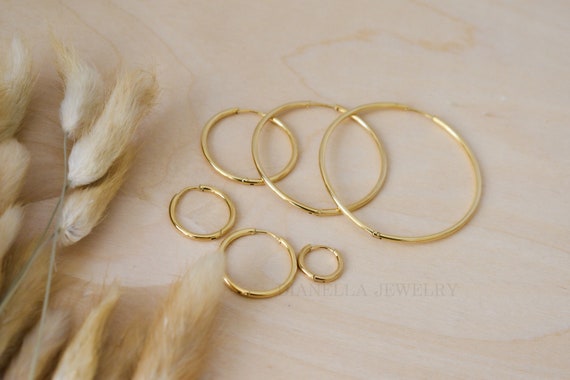 18k Gold Hoop Earrings Large Medium Small Size For Women Hoop Earrings Hypoallergenic Minimalist Women Earrings Waterproof Jewelry