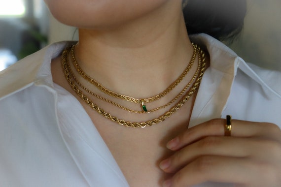 18K GOLD FILLED Vintage Choker Necklace Women Choker Necklace, WATERPROOF Gold Gift Jewelry Gemstone Zircon Necklace Christmas Gift