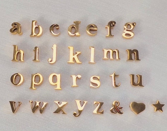 ADD ON GOLD Letter Initial Name, Ampersand Heart Star, Letters, Personalized Charm, Stainless Zircon Pendant For Necklace Bracelets Anklets