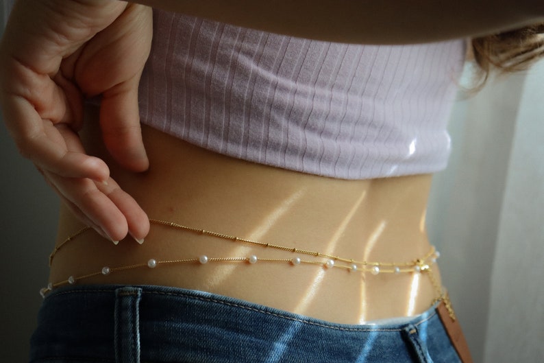 18K Gold Waist Chain Belly Chain Bikini Body Jewelry Etsy