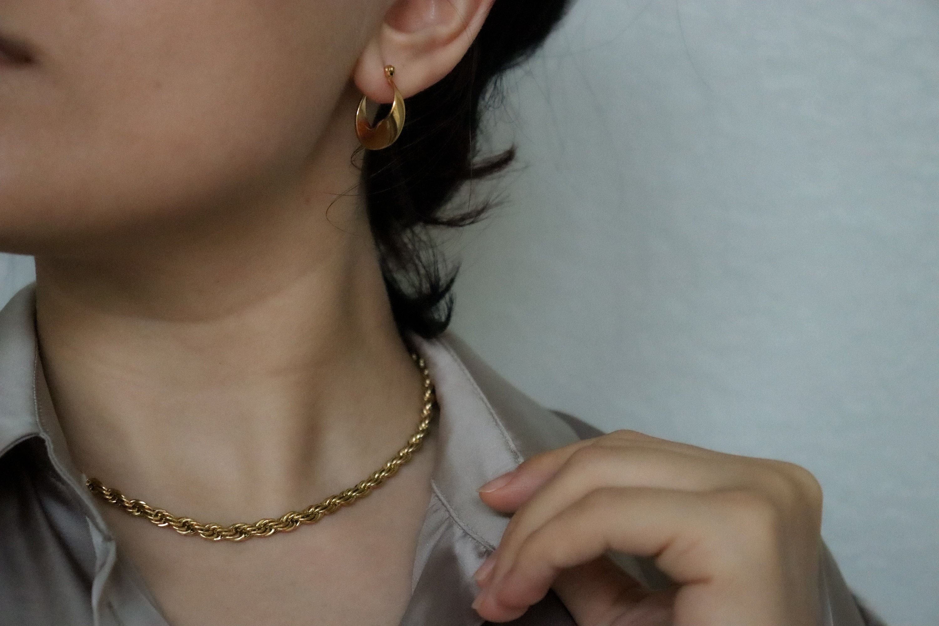 18k Gold Twist Chain Rope Chain Bracelet Stainless Steel, 5mm Rope