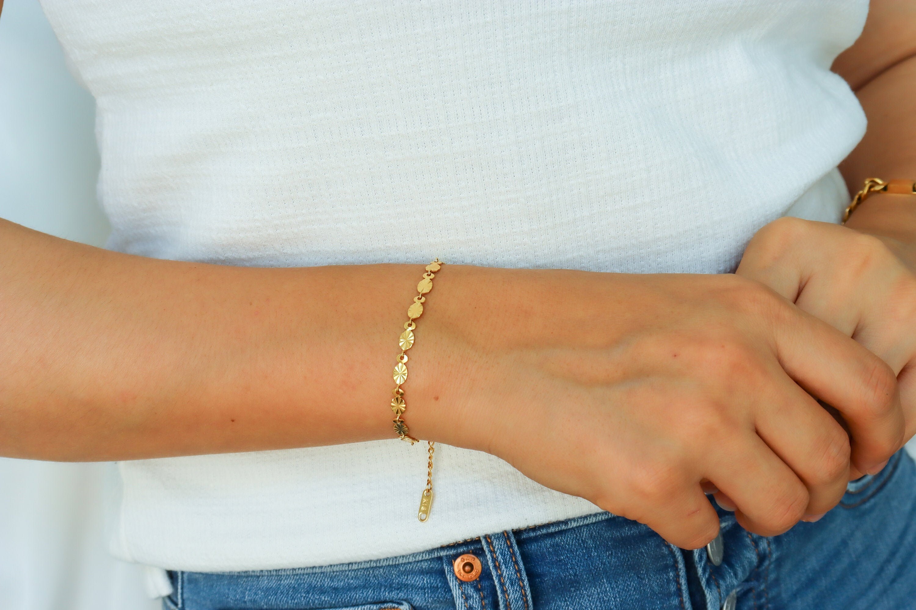 Gold STAINLESS STEEL Bracelet Classic Oval Petal Dainty Daily Etsy