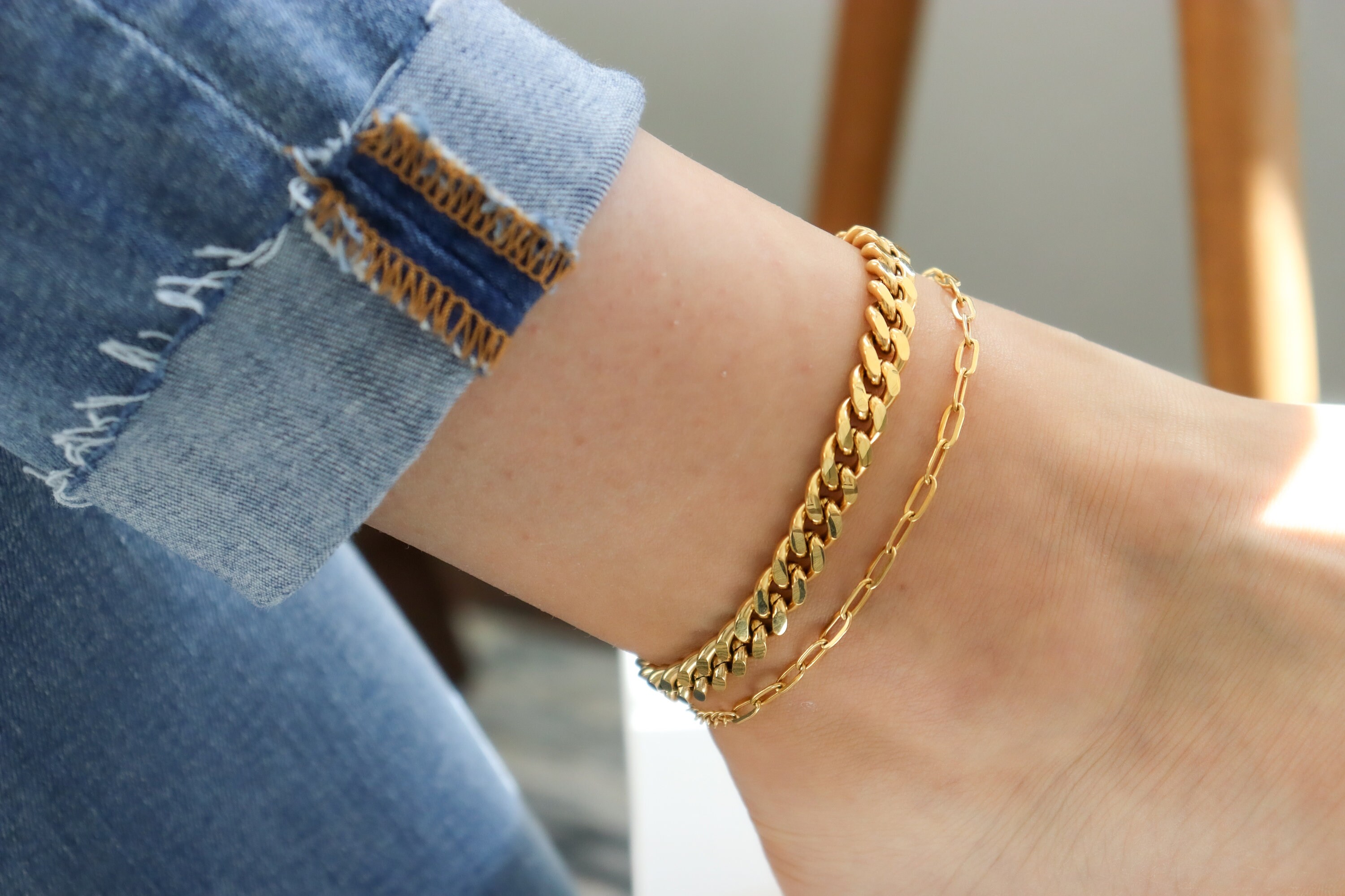 Gold Stainless Steel Anklet Bracelet Gold Chain Anklet Etsy
