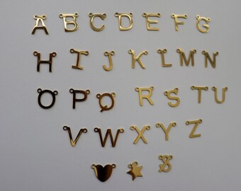 ADD ON GOLD Buchstabe - Anfangsname, Konstellationszeichen, Buchstaben, personalisierter Charm, Edelstahl-Zirkon-Anhänger für Halsketten-Armband-Fußkettchen