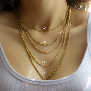 18K GOLD Necklace Women Necklace, Waterproof Anti Tarnish Gold Chain Necklace, Rope Twist Chain Necklace Women Necklace Men Gift for Her Him