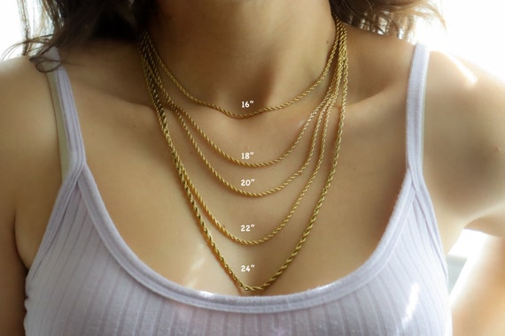 18K GOLD Necklace Women Necklace, Waterproof Anti Tarnish Gold Chain Necklace, Rope Twist Chain Necklace Women Necklace Men Gift for Her Him