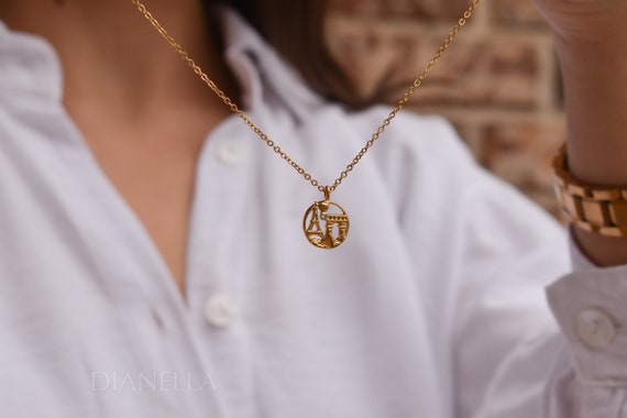 Paris City Necklace Gold Filled Coin Necklace · London New York Los Angeles Sydney Chicago Tokyo Necklace, Birthday Her Girl Necklace Gifts