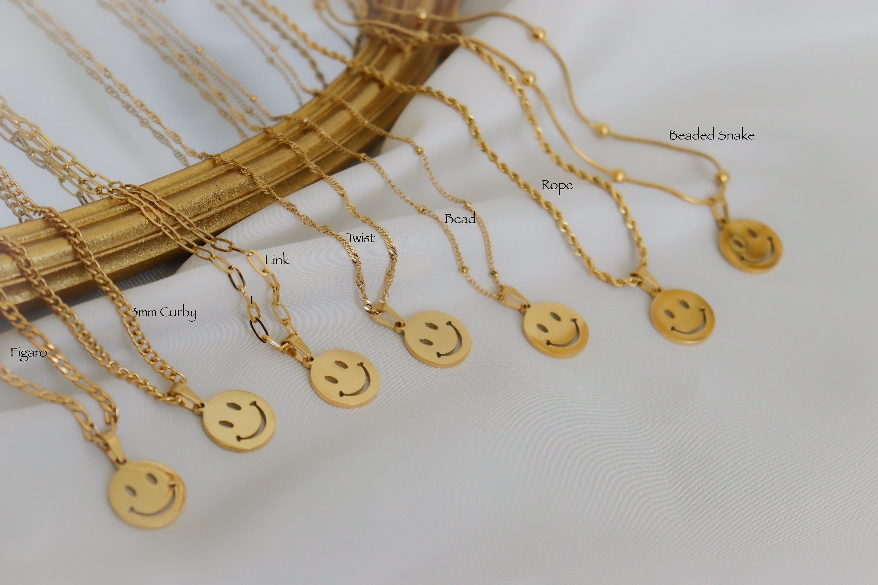 10mm CZ Gold Filled Beads, Smiley Beads, Happy Face Beads, Emoji Charm for  Bracelet Necklace Supply B-350
