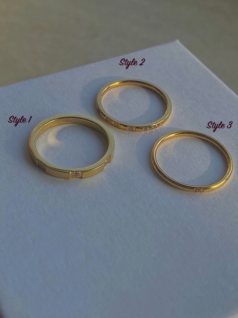 18k Gold Wedding Ring Simple Minimalist Stacked Rings for Etsy