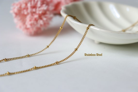 Gold Bead Chain Choker Necklaces · Beaded Choker Gold Choker Chain Gold Beaded Choker, WATERPROOF Satellite Women Choker Handmade Jewelry