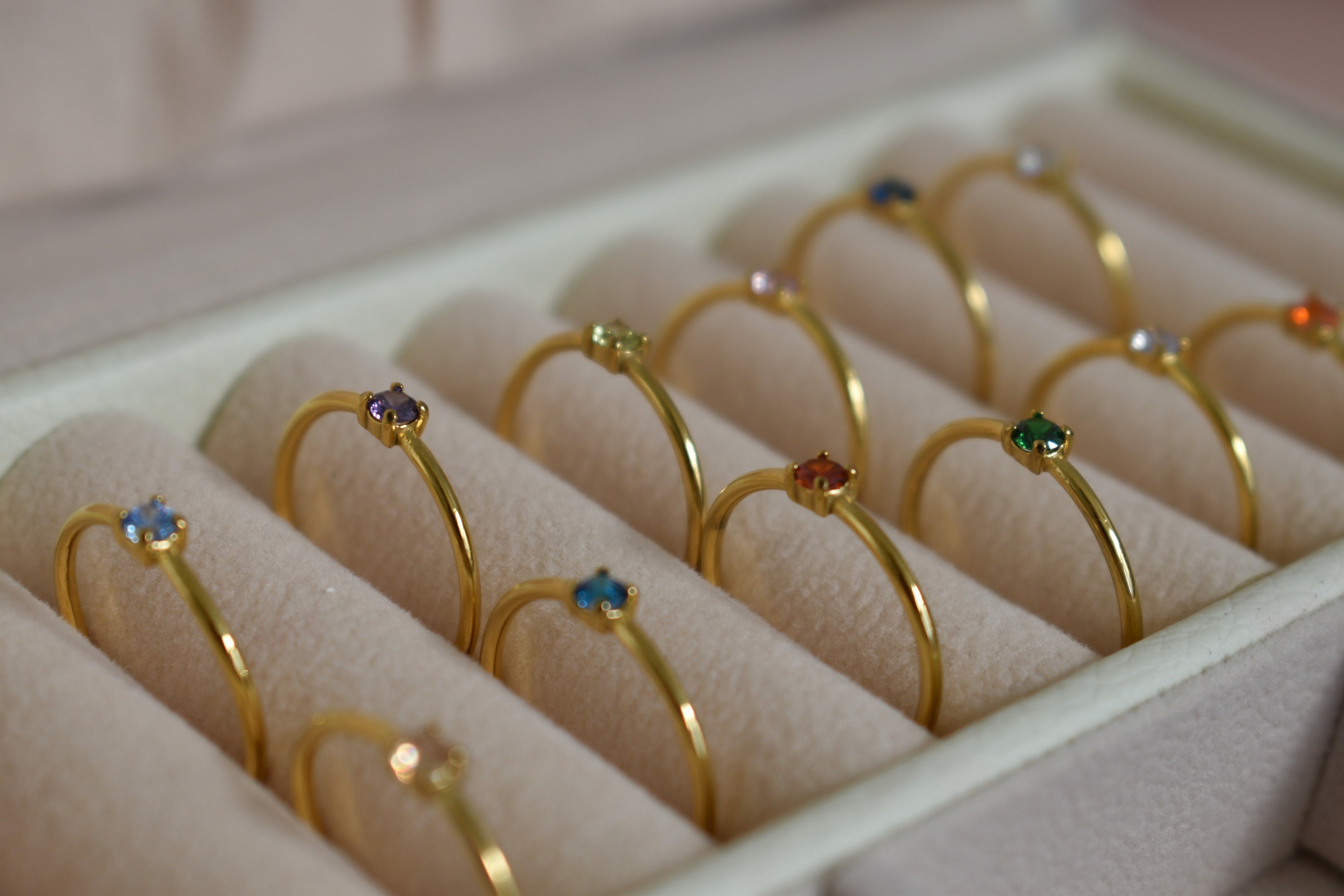 Gold Stone Ring Etsy