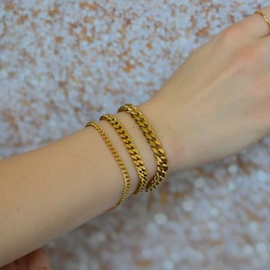 18K Gold Bracelet, Thick Bracelet, Thin Waterproof Jewelry Women Men Bracelet, Waterproof Anklet Set Gift Non Tarnish Handmade Bracelet Set