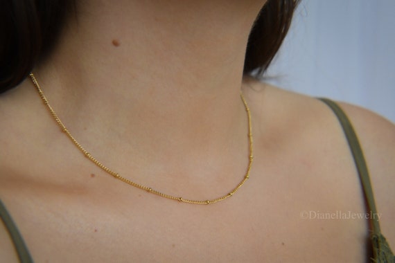 Gold Filled Bead Chain · Dainty Choker Necklaces Beaded Choker Gold Choker Chain Gold Beaded Choker Satellite Chain Choker Necklace Bracelet