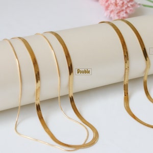 Gold Stainless Steel Herringbone Choker · Miami Double Layered Snake Chain Necklace Jewelry Anti Tarnish Waterproof Gift for Her