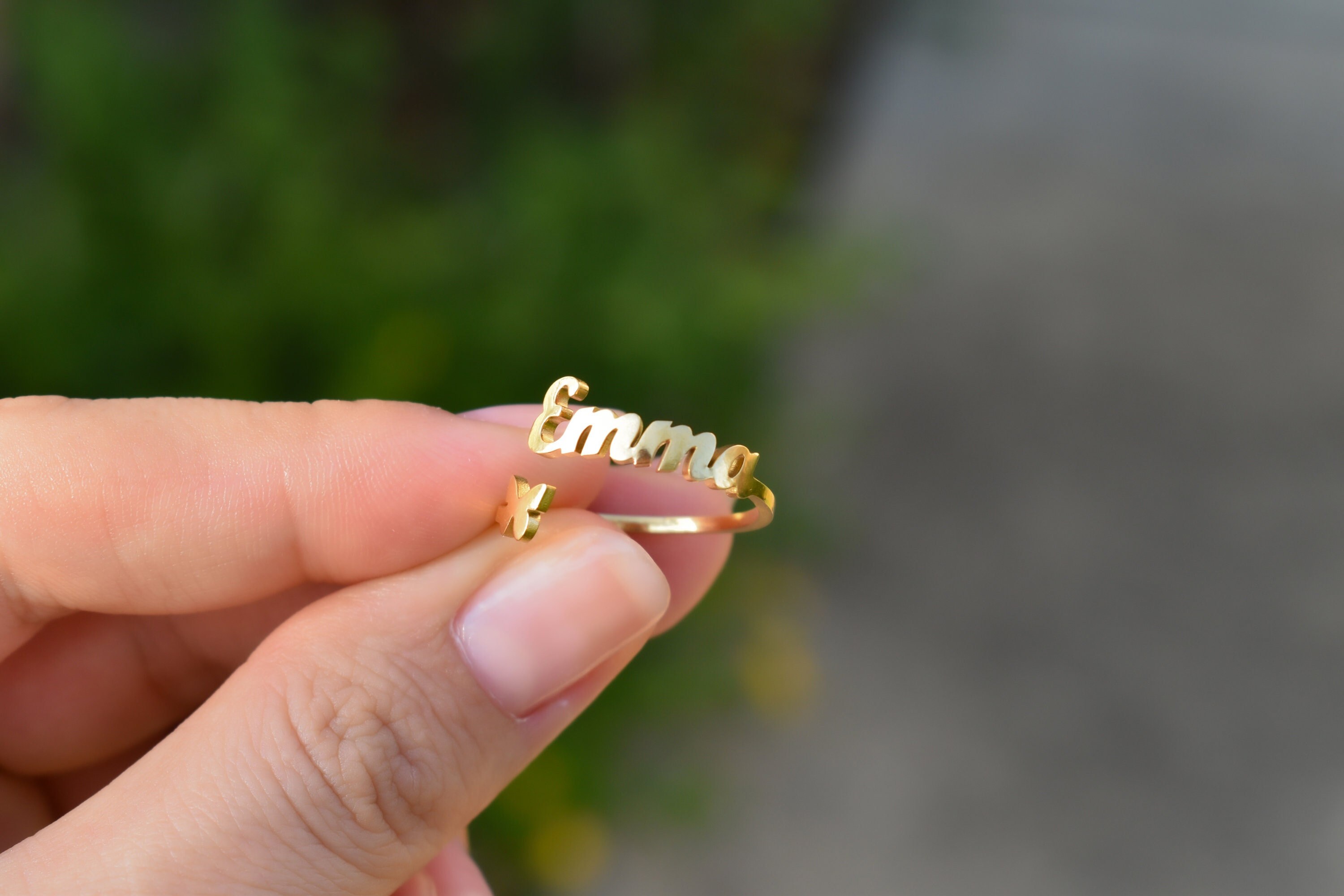 Dual-Layer Name Ring Custom Name Ring Name & Heart Ring Custom Gold Ri –  KoalaPrint