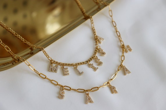 Gold Filled Name Necklace, Personalized Letter Name Necklace, Alphabet Name Custom Necklace, Gift Name Necklace, Letter Earrings WATERPROOF