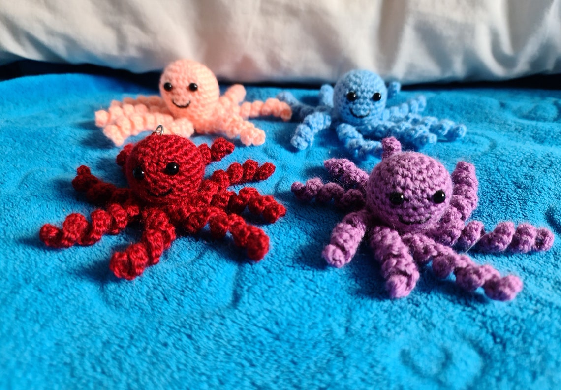 Handmade crochet octopus keychain keyring Etsy