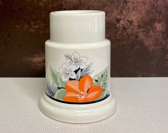 Vintage Ceramic Tea Light Candle Holder with Floral Design | Made in Japan, Monstera