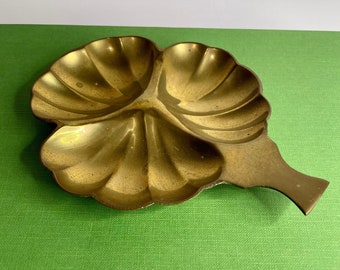 Vintage Brass Marigold Clover Catch All Dish | Boho Brass Trinket Dish, Vintage Brass Ring Dish