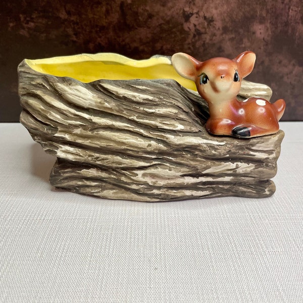 Vintage Enesco Deer Ceramic Cache Pot | Succulent Planter