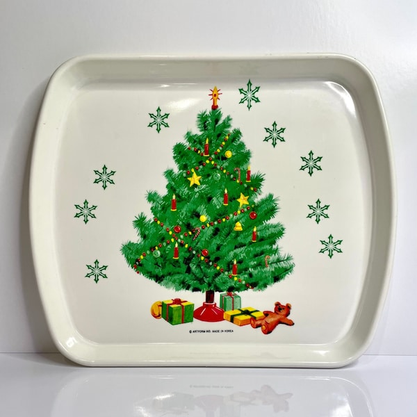 Vintage Christmas Serving Tray, Hard Plastic | Santa Cookie Tray, Vintage Artform, Christmas Kitsch, MCM Christmas