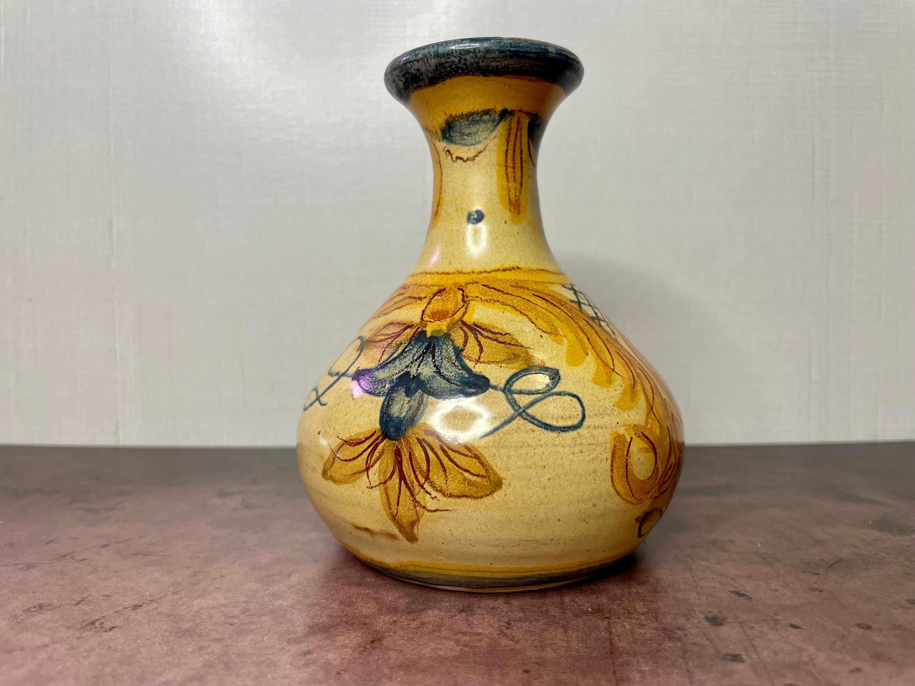 Olaria Almancil Algarve Studio Pottery Vase 4.5", Portugal, Artist Signed