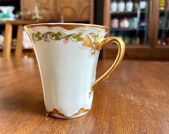 Antique 1900s Haviland & Co Limoges France Schleiger 98 Clover Leaf Demitasse Chocolate Espresso Cappuccino Teacup
